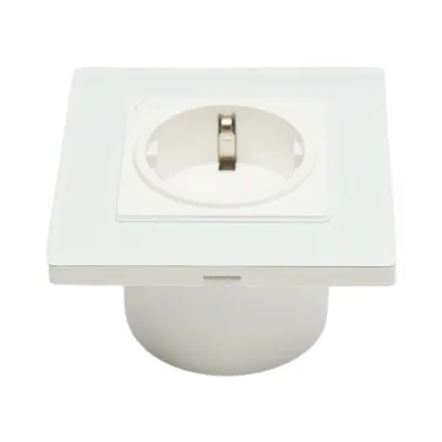 Priza inteligenta smart Wi-Fi alba incastrata 100-240V, 10A, 2200W, rama sticla 86x86x33mm, aplicatie Tuya Smart Life, compatibila Alexa si Google Home - imagine 3