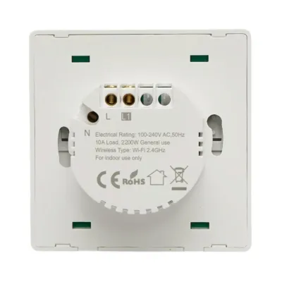 Intrerupator inteligent smart Wi-Fi simplu alb incastrat 100-240V, 10A, 2200W, aplicatie Tuya Smart Life, compatibil Alexa si Google Home 86x86x33mm - imagine 5