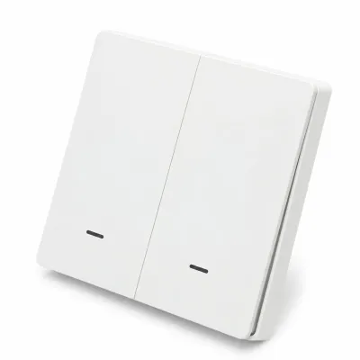Intrerupator inteligent smart Wi-Fi dublu alb incastrat 100-240V, 10A, 2200W, aplicatie Tuya Smart Life, compatibil Alexa si Google Home 86x86x33mm