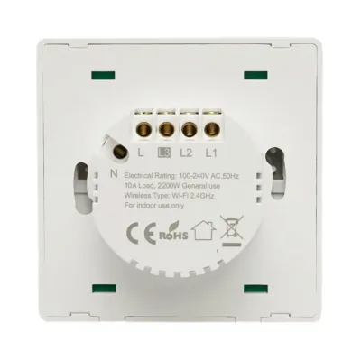Intrerupator inteligent smart Wi-Fi triplu alb incastrat 100-240V, 10A, 2200W, aplicatie Tuya Smart Life, compatibil Alexa si Google Home 86x86x33mm - imagine 5