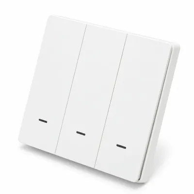 Intrerupator inteligent smart Wi-Fi triplu alb incastrat 100-240V, 10A, 2200W, aplicatie Tuya Smart Life, compatibil Alexa si Google Home 86x86x33mm