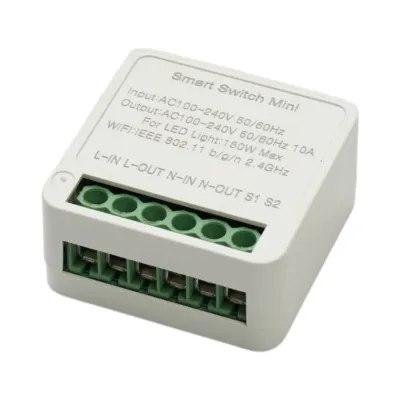 Mini modul intrerupator inteligent smart Wi-Fi 1 canal 100-240V, 10A, LED 150W, montaj in doza, aplicatie Tuya Smart Life, compatibil Alexa si Google Home - imagine 4