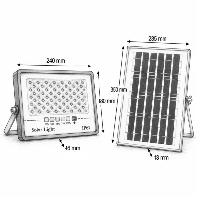 Proiector LED 60W, 6500K cu panou solar 8W, baterie LiFePO4 5000mAh si telecomanda IP67 Breckner Germany - imagine 5