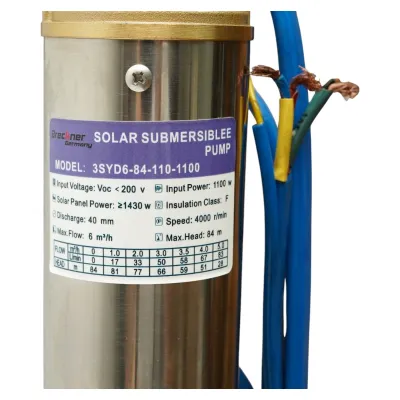 Pompa apa submersibila solara inox 1100W, 110V, D76mm, debit 6 m3/h, brushless, controler MPPT, inaltime refulare 84m 3SYD6-84-110-1100 Breckner Germany - imagine 14