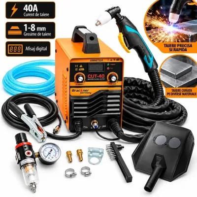 Aparat de taiere cu plasma tip invertor 40A, 220V, grosime 1-8mm, regulator presiune aer, afisaj digital CUT40 Breckner Germany - imagine 2