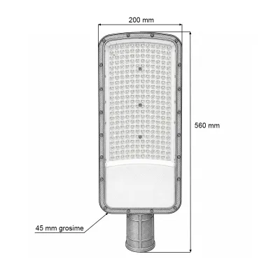 Lampa iluminat stradal LED 200W, 100-265V, 6500K, 28000lm cu prindere pe stalp 560x200x45mm IP66 Breckner Germany - imagine 5