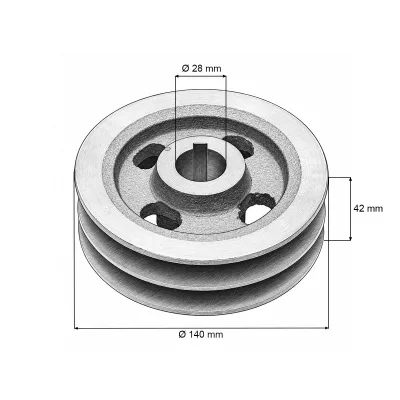 Fulie transmisie mica 140mm pentru cositoare laterala cu grebla 9GBL - imagine 3