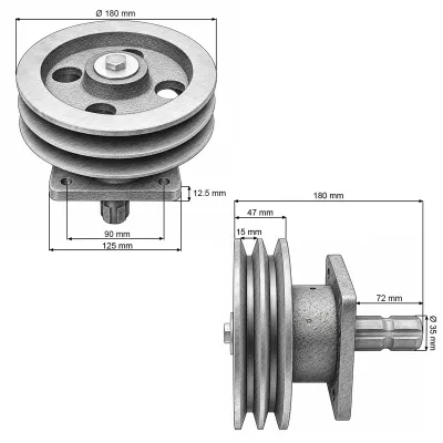 Set fulie transmisie completa 180mm pentru cositoare laterala cu grebla 9GBL - imagine 4
