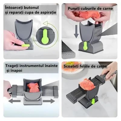 Feliator manual carne proaspata, 17 lame inox, grosime taiere 2/4mm pentru felii, fasii si cuburi Breckner Germany - imagine 6
