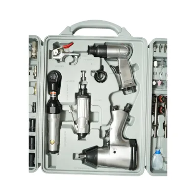 Trusa scule pneumatice cu pistol de impact, ciocan, clichet, polizor drept si accesorii 71 piese - imagine 4