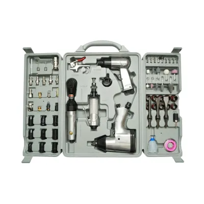Trusa scule pneumatice cu pistol de impact, ciocan, clichet, polizor drept si accesorii 71 piese - imagine 2