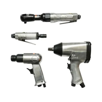Trusa scule pneumatice cu pistol de impact, ciocan, clichet, polizor drept si accesorii 46 piese Breckner Germany - imagine 5