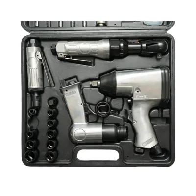 Trusa scule pneumatice cu pistol de impact, ciocan, clichet, polizor drept si accesorii 46 piese Breckner Germany - imagine 4