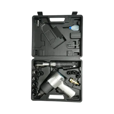 Trusa scule pneumatice cu pistol de impact Twin Hammer 1/2 inch, clichet 3/8 inch, 10 tubulare 9-27mm si accesorii 16 piese Breckner Germany - imagine 3