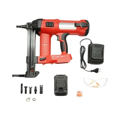 Pistol de batut cuie in beton si metal cu acumulator 20V, 4Ah Li-ion, LED, brushless, 100 Joule, cuie 15-40mm, diametru 2.7-3mm, magazie 33 cuie Breckner Germany - imagine 4