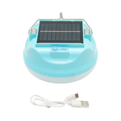 Lampa solara portabila LED 200W, baterie 1600mAh, 3 moduri iluminare, incarcare USB-C 130x70mm albastra - imagine 4