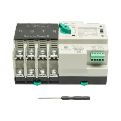 Comutator ATS trifazat 4P, 100A 400V AC Dual Power, transfer automat de la panouri fotovoltaice la retea FHM3-100E/4P - imagine 2