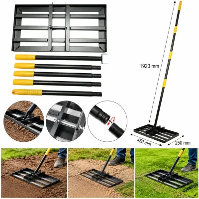 Grebla nivelare gazon metalica 45x25cm, maner extensibil 192cm Breckner Germany - imagine 2