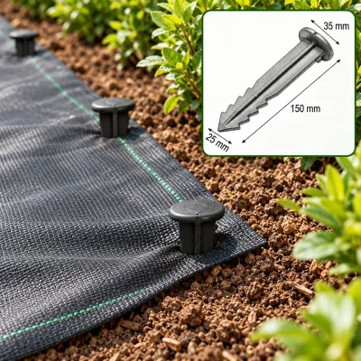 Set 50 cuie tarusi plastic negri 150mm tip harpon pentru fixare folie protectie Breckner Germany - imagine 2