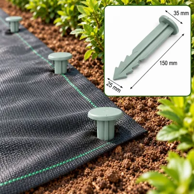 Set 50 cuie tarusi plastic verzi 15cm tip harpon pentru fixare folie protectie Breckner Germany - imagine 2
