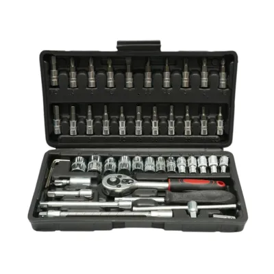 Trusa chei tubulare 4-14mm cu clichet, biti Torx, Hex, PH, PZ, SL 46 piese Breckner Germany