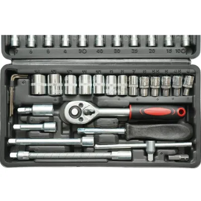 Trusa chei tubulare 4-14mm cu clichet, biti Torx, Hex, PH, PZ, SL 46 piese Breckner Germany - imagine 5
