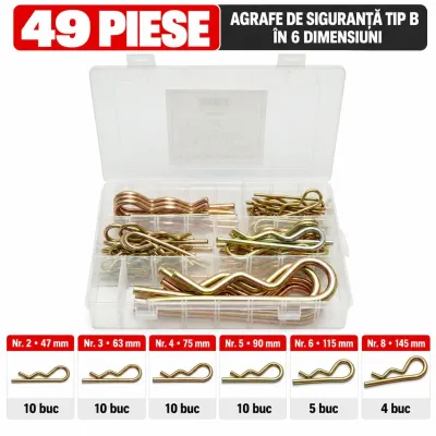 Trusa agrafe de siguranta tip R 49 piese Breckner Germany - imagine 2