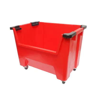Cutie plastic depozitare cu roti 545x345x395mm rosie - imagine 2