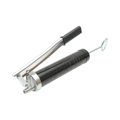Pistol pentru gresat cu maner iesire orizontala si tub vaselina albastra 400g - imagine 3