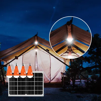 Sistem pentru iluminat cu becuri 4x16 LED-uri, panou solar 5V/10W si telecomanda Breckner Germany - imagine 4