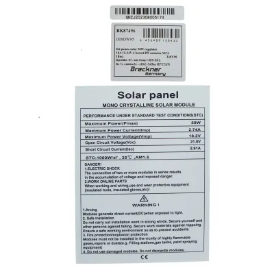 Set panou solar 50W fotovoltaic monocristalin regulator 10A 2xUSB 12/24V 4 becuri LED 9W Breckner Germany - imagine 6