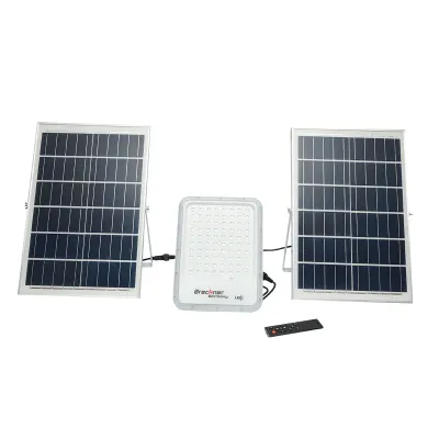 Lampa LED cu panouri solare 50W proiector 150W telecomanda, baterie 3,2V/40Ah Breckner Germany