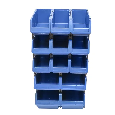 Stand cu 13 cutii pentru depozitare / organizare, cutie din plastic albastra, 510x400x1000mm - imagine 2