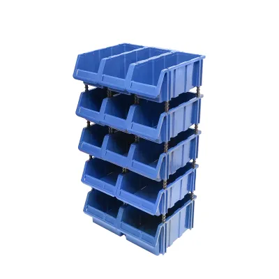 Stand cu 13 cutii pentru depozitare / organizare, cutie din plastic albastra, 510x400x1000mm - imagine 3