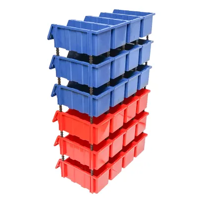 Stand cu 24 cutii pentru depozitare / organizare, cutie din plastic rosie, albastra,700x400x1150mm - imagine 4