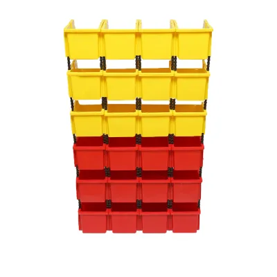 Stand cu 24 cutii pentru depozitare / organizare, cutie din plastic rosie, galbena,700x300x1150mm - imagine 10