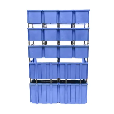 Stand cu 16 cutii pentru depozitare / organizare, cutie din plastic albastra, 680x510x1100mm - imagine 7