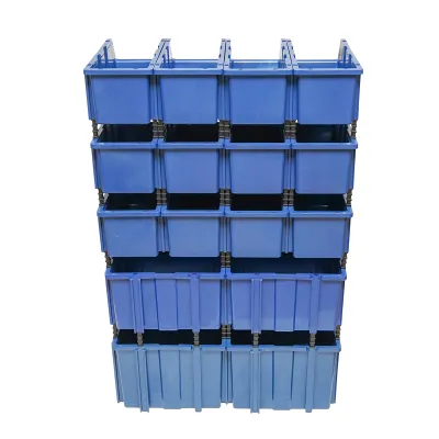 Stand cu 16 cutii pentru depozitare / organizare, cutie din plastic albastra, 680x510x1100mm - imagine 6