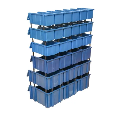 Stand cu 26 cutii pentru depozitare / organizare, cutie din plastic albastra,1020x510x1350mm - imagine 3