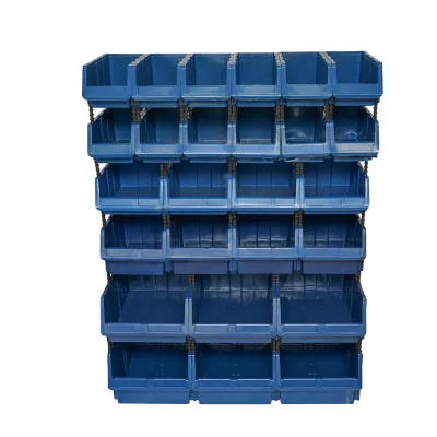 Stand cu 26 cutii pentru depozitare / organizare, cutie din plastic albastra,1020x510x1350mm - imagine 4