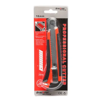 Cutit cutter profesional rosu-negru cu maner anti-alunecare si functie blocare 160mm Breckner Germany - imagine 7