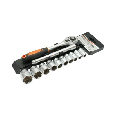 Set chei tubulare 10-24mm, prelungitor 150mm si antrenor cu clichet 3/8 inch 12 piese Breckner Germany - imagine 3