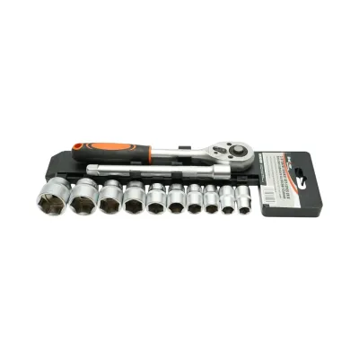 Set chei tubulare 10-24mm, prelungitor 150mm si antrenor cu clichet 3/8 inch 12 piese Breckner Germany - imagine 2