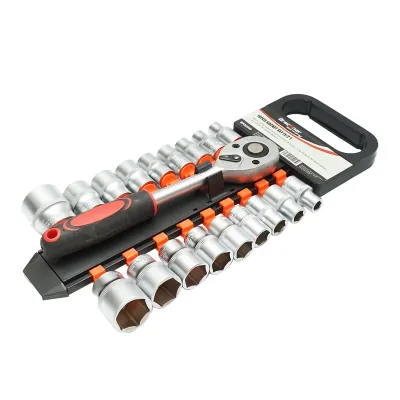 Set chei tubulare 8-30mm, antrenor cu clichet 1/2 inch 19 piese Breckner Germany - imagine 3