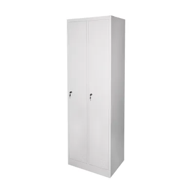 Dulap metalic fiset dublu tip vestiar 1800x600x450mm cu 2 usi securizate, raft si bara, gri Breckner Germany