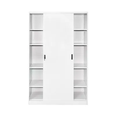 Dulap metalic fiset 1900x1200x450mm cu 2 usi culisante securizate, 4 polite, max 50kg/polita, gri Breckner Germany - imagine 2