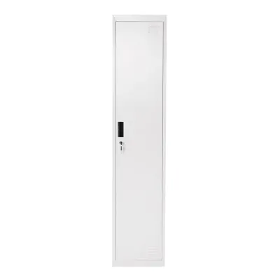 Dulap metalic fiset dublu tip vestiar gri cu usa securizata, 2 rafturi, bara, oglinda si ventilatie 1800x450x380mm Breckner Germany