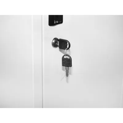Dulap metalic fiset dublu tip vestiar gri cu usa securizata, 2 rafturi, bara, oglinda si ventilatie 1800x450x380mm Breckner Germany - imagine 7