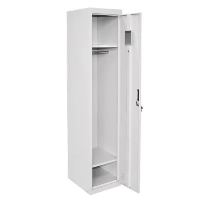 Dulap metalic fiset dublu tip vestiar gri cu usa securizata, 2 rafturi, bara, oglinda si ventilatie 1800x450x380mm Breckner Germany - imagine 4