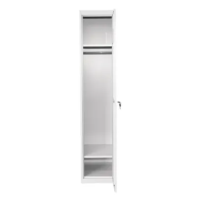 Dulap metalic fiset dublu tip vestiar gri cu usa securizata, 2 rafturi, bara, oglinda si ventilatie 1800x450x380mm Breckner Germany - imagine 2